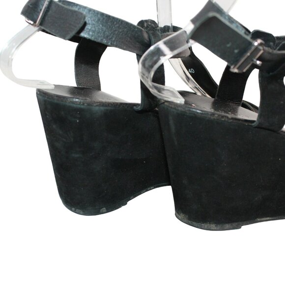 Barneys New York Womens Sz 40 Black Strappy Open Toe Leather Platform Sandals  - Picture 9 of 12